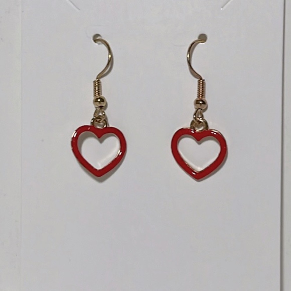 Cute red heart earrings
